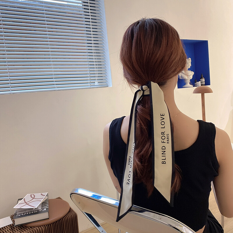 Silk Scarf Headband Female Tied Hair Summer Streamer Hair Tie French Ribbon Headdress Head Rope Length