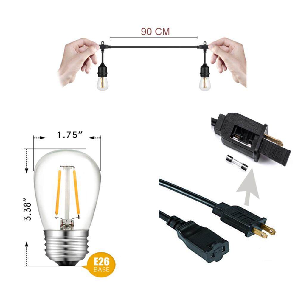 ĐÈN LED chống nước Ngoài Trời Dây Đèn Treo 2 W Vintage Edison Bóng Finleystore