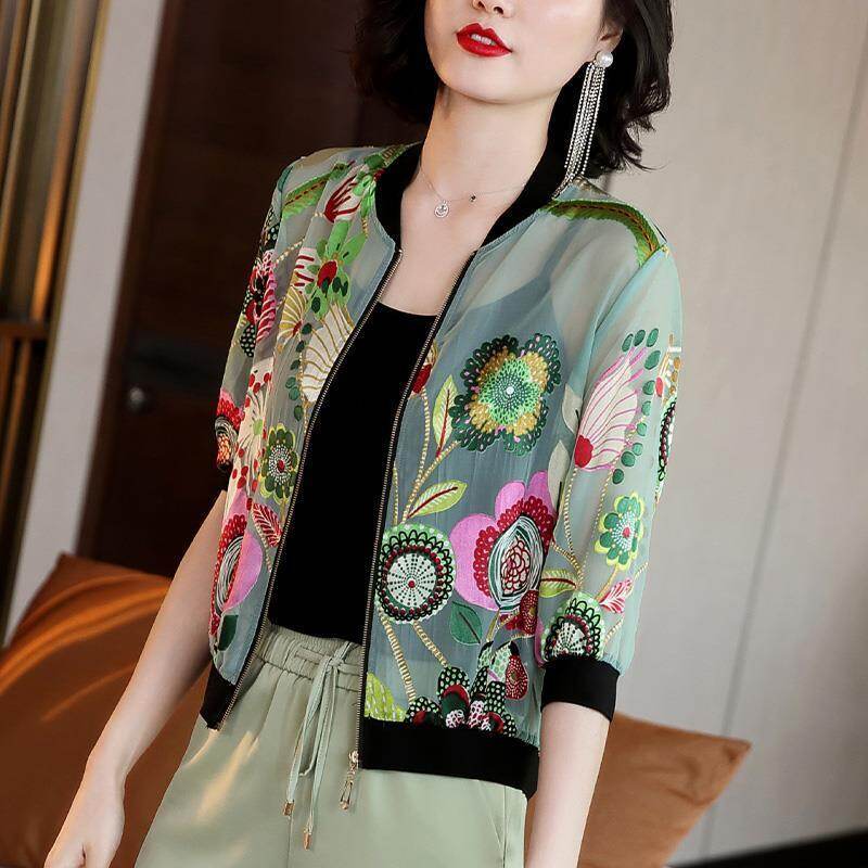 Chiffon Sunscreen Women Summer Plus Size Short Coat Baseball Uniform