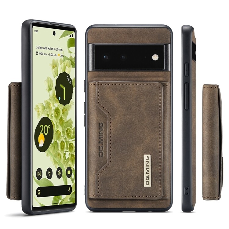 【xPhone Store】 For Google Pixel 6 Pro DG.MING M2 Series 3-Fold Multi Card Bag Back Cover Leather Phone Case