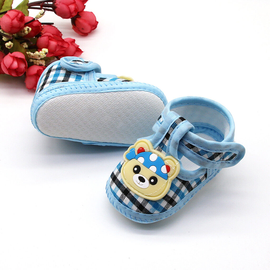 Cosy mall เด็กทารกแรกเกิด Lattice Little Bear Prewalker Soft Sole Sandals Single Shoes