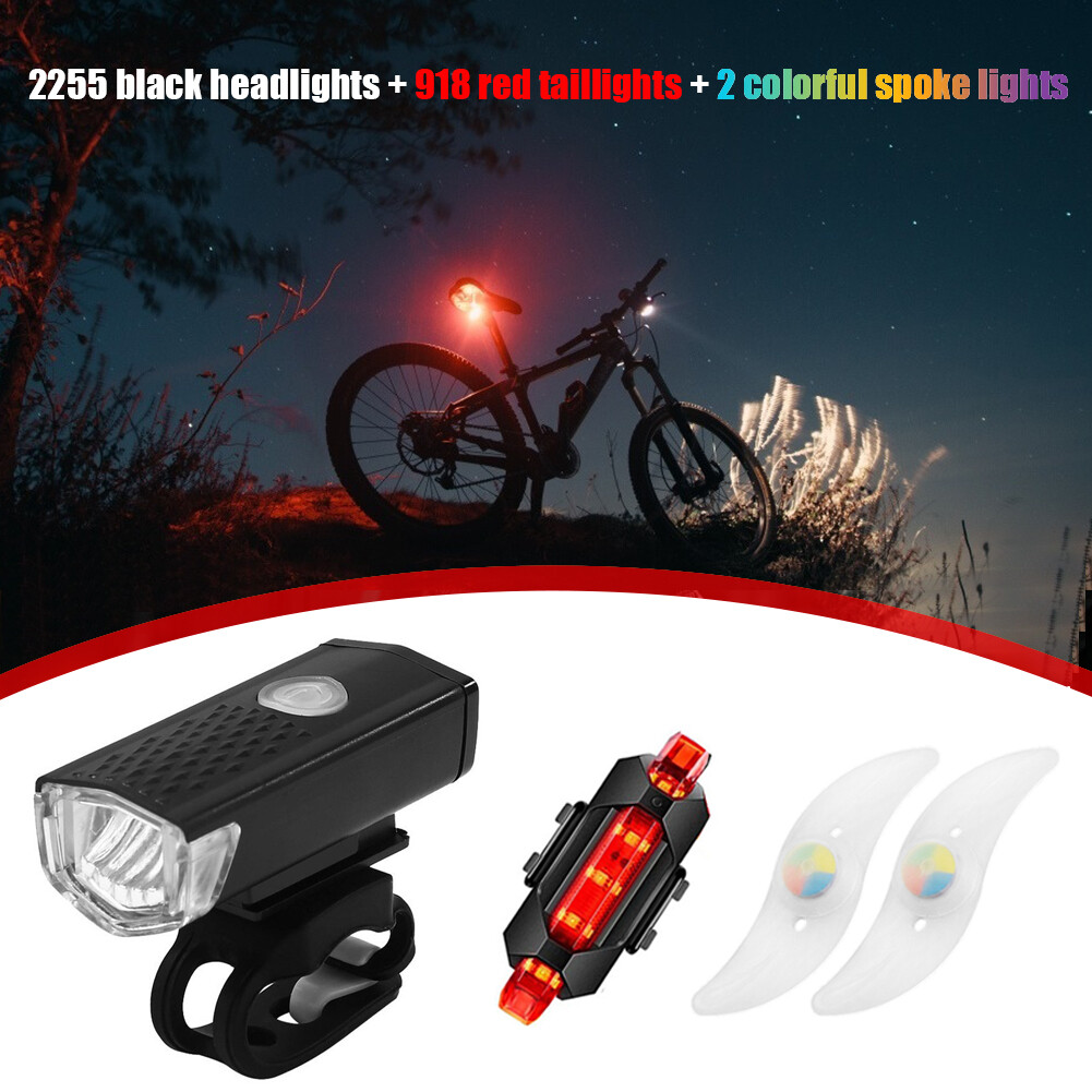 Đèn Xe Đạp 2/3/4 Chiếc Đèn Pha Xe Đạp LED XPE Chống Nước USB Đèn Đuôi Xe Đạp/Chuông/Đèn Vòi Phun Xăng/Đèn Nan Hoa Nhiều Màu Sắc/Bộ Dụng Cụ Sửa Chữa Lốp Xe