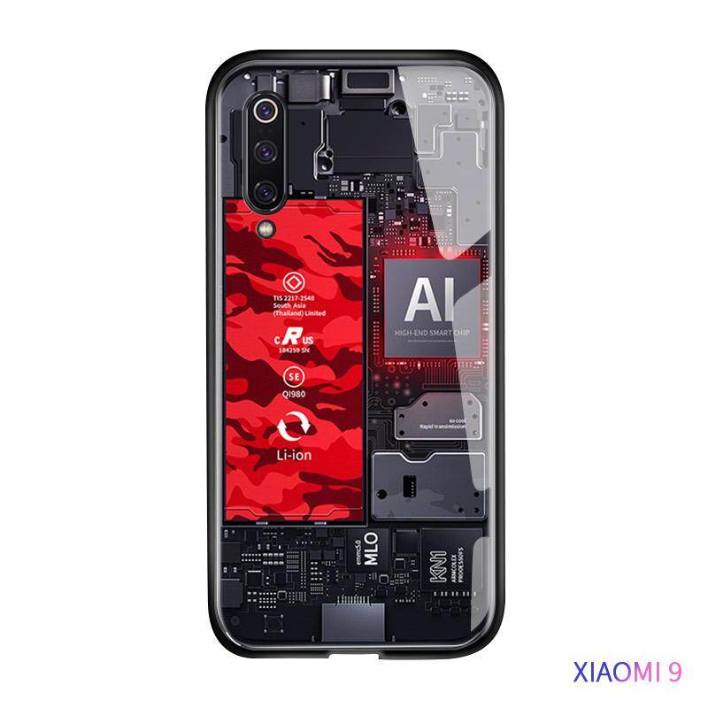 For Xiaomi Mi 9 Technology Circuit Board Explorer Exploration Theme Version Case Tempered Glass Back Cover Casing