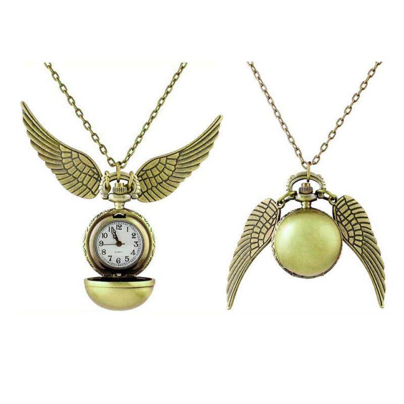 Febelle Harry Potter Snitch Watch Pendant Necklace Steampunk Quidditch Wings Clock