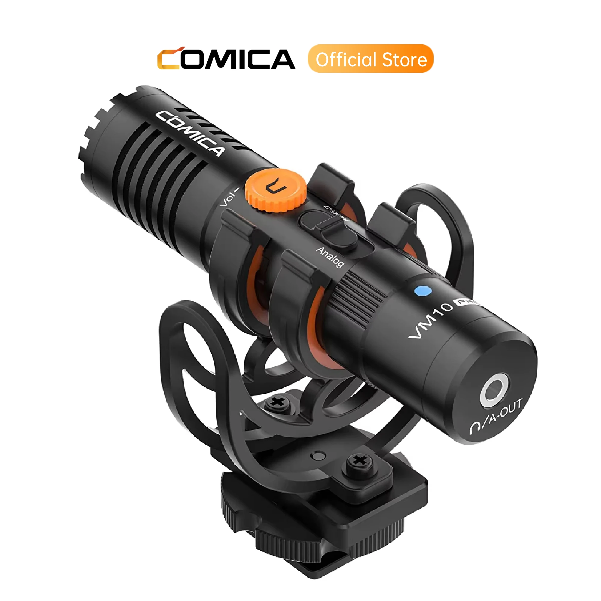 COMICA VM10 Pro Camera Microphone with Shock Mount, Gain Control and Wind Muff, Video Microphone for Smartphones, DSLR Camera