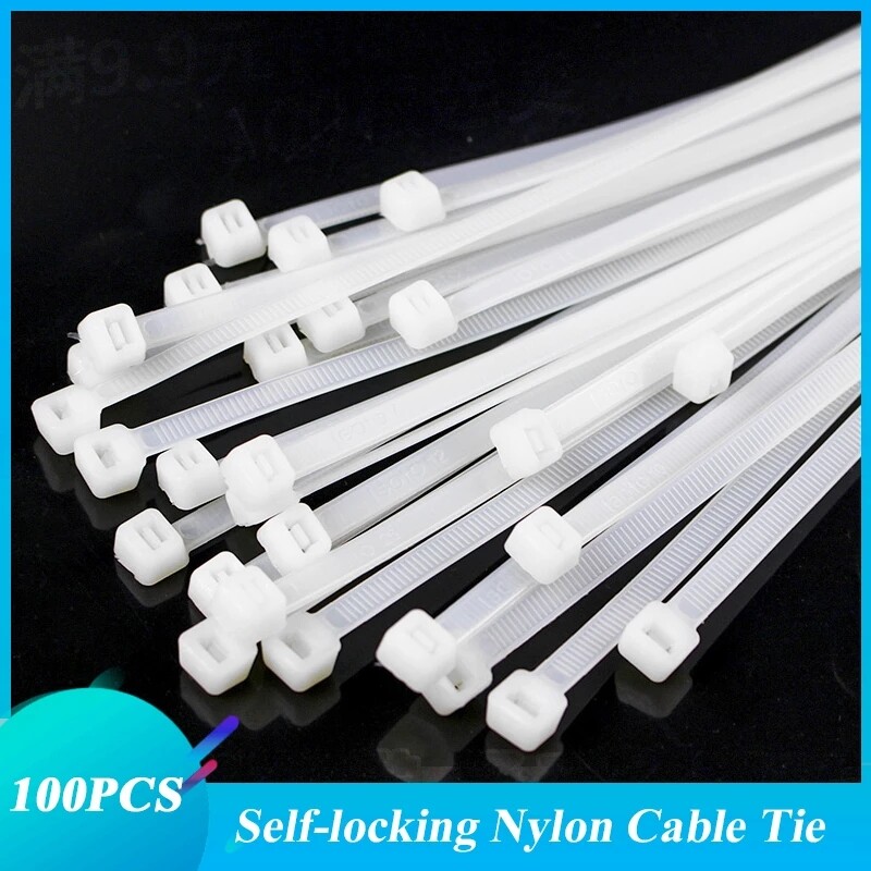 100 Cái Dây Cáp Nylon Tự Khóa Dây Buộc Dây Kéo