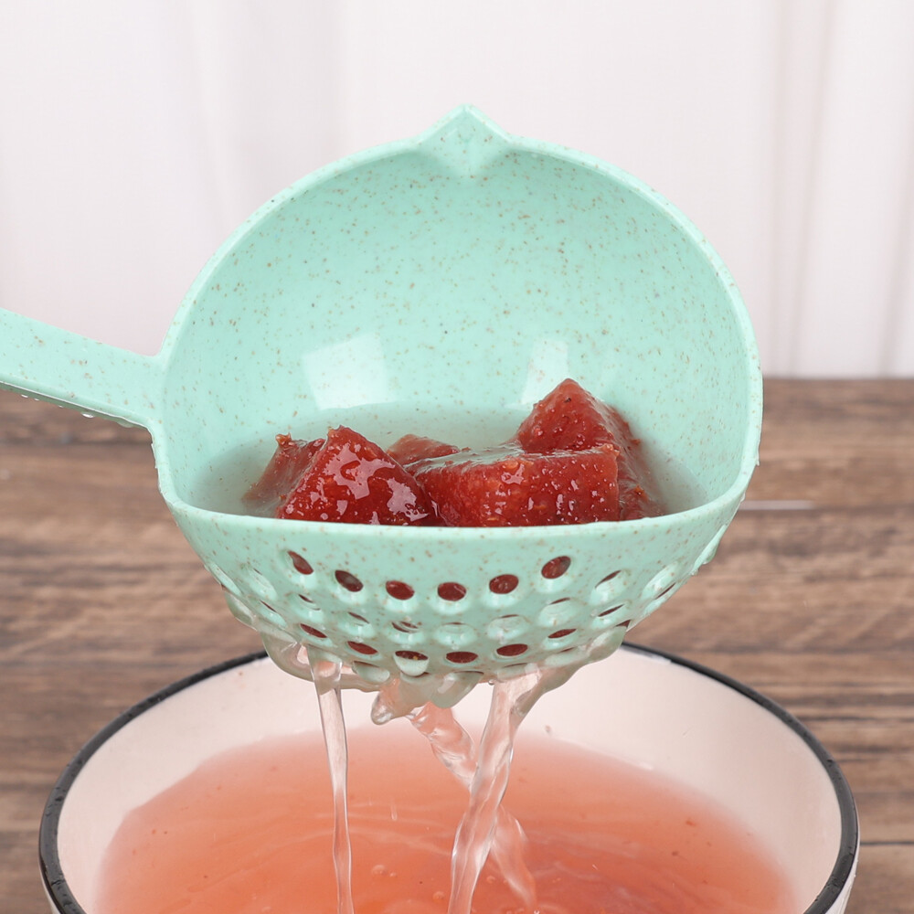 2 trong 1 rơm lúa mì Muông ăn sup tay cầm dài giá lọc nhà bếp colander đa chức năng nấu bếp công cụ lẩu muỗng muỗng