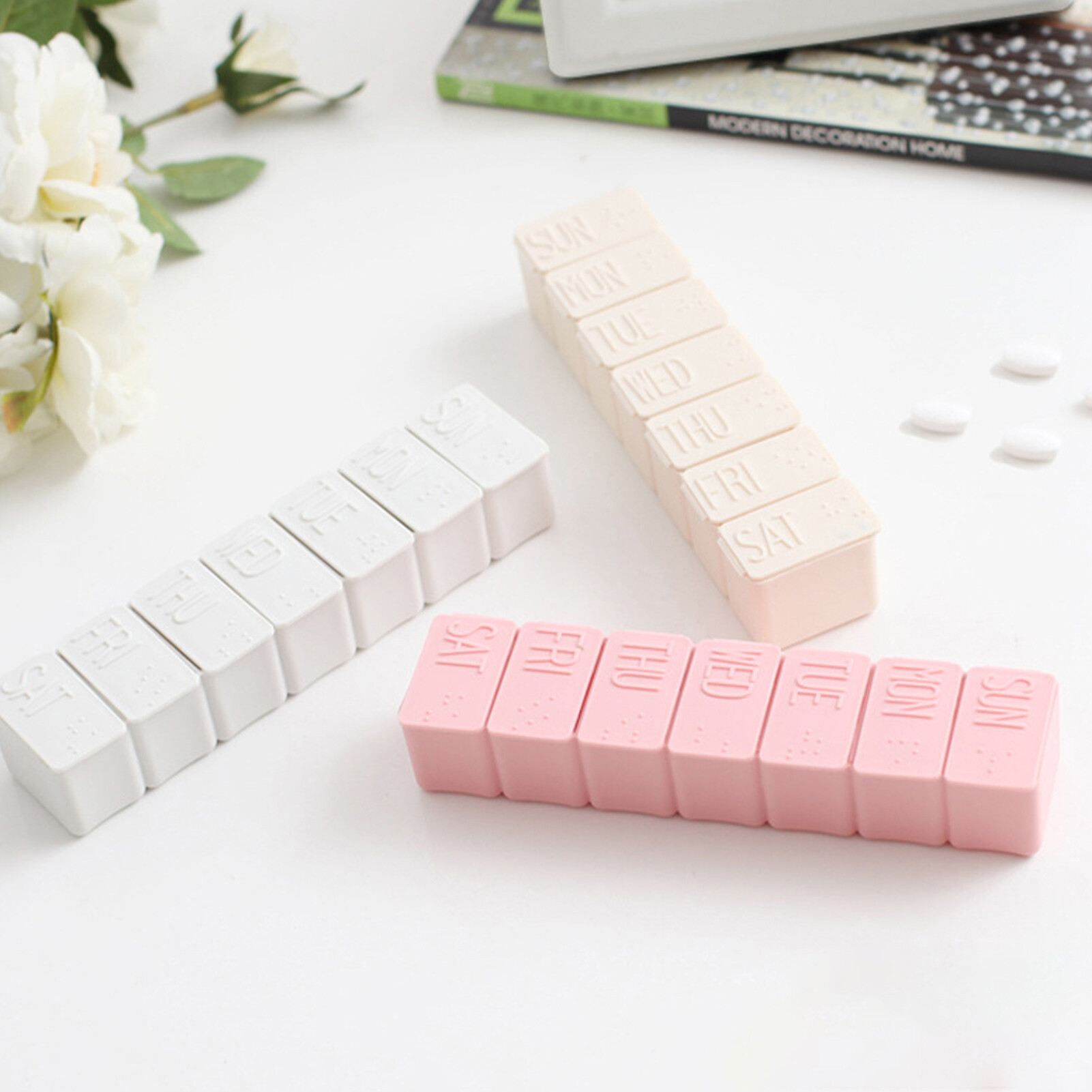 Laca Pill Case Large Capacity Portable PP Weekly Pill Storage Box for Vitamin