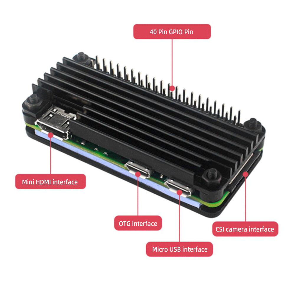 Vỏ Nhôm Nguyên Chất Aideepen Raspberry Pi Zero 2W Chính Hãng Vỏ Bảo Vệ Raspberry Pi Zero 2W + Đầu Ghim