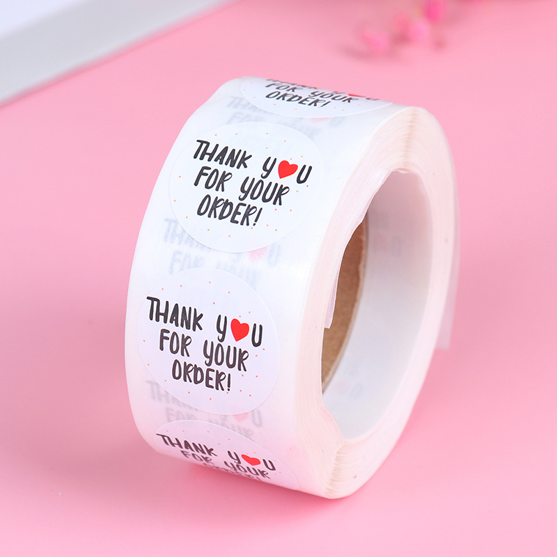 Tirgat 500pcs round thank you for your order sticker Heart Thanks for ...