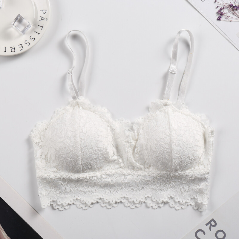 OK Bra Korean Style Women's Wireless Beautiful Back Lace Bra Soft Brassiere Padded Tube Top