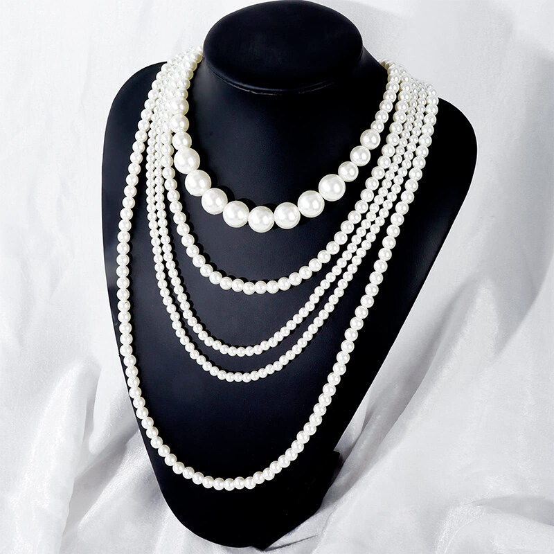 White faux deals pearl necklace