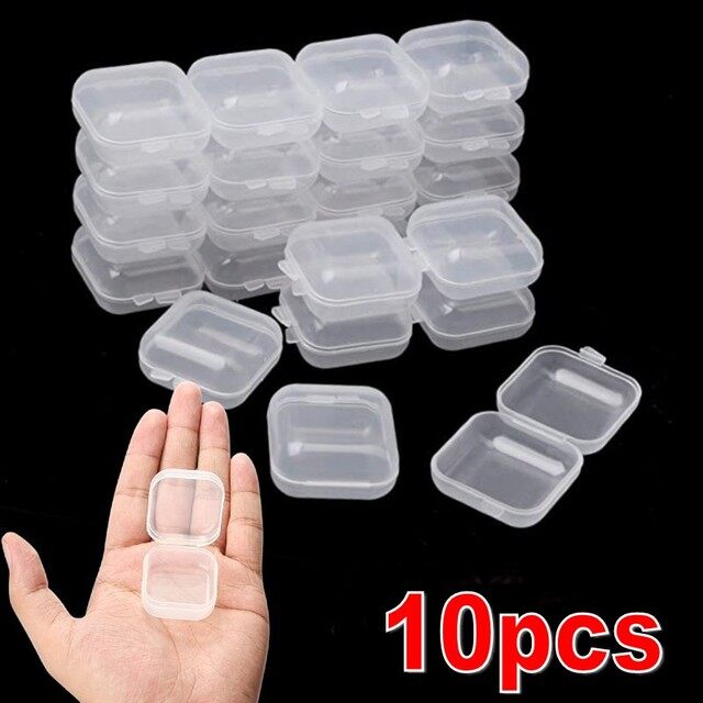10 Hộp Nhỏ Hộp Nhựa Trong Suốt Hình Vuông Hộp Đựng Trang Sức Hộp Đựng Hoàn Thiện Hộp Đựng Bao Bì Cho Bông Tai