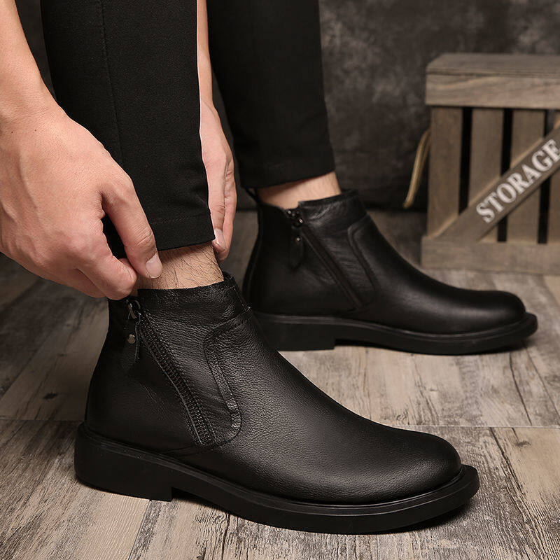 Black for Warmth New Set Foot Korean Fashion Young Men's Business Leather Shoes