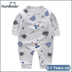 【Hunibear】Newborn Bé Trai Quần Áo Nữ Một Mảnh Jumpsuit Đồ Ngủ Mới Cotton Romper Tay Áo Dài Homewear 0-1 Năm