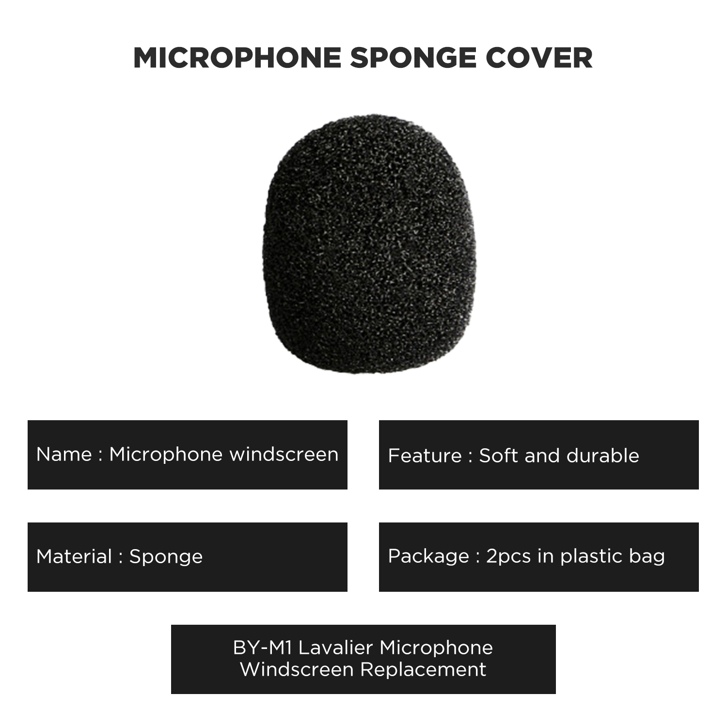 BOYA Microphone Accessories Lapel Mic Windscreen foam microphone covers for BY-M1 (2 pack)