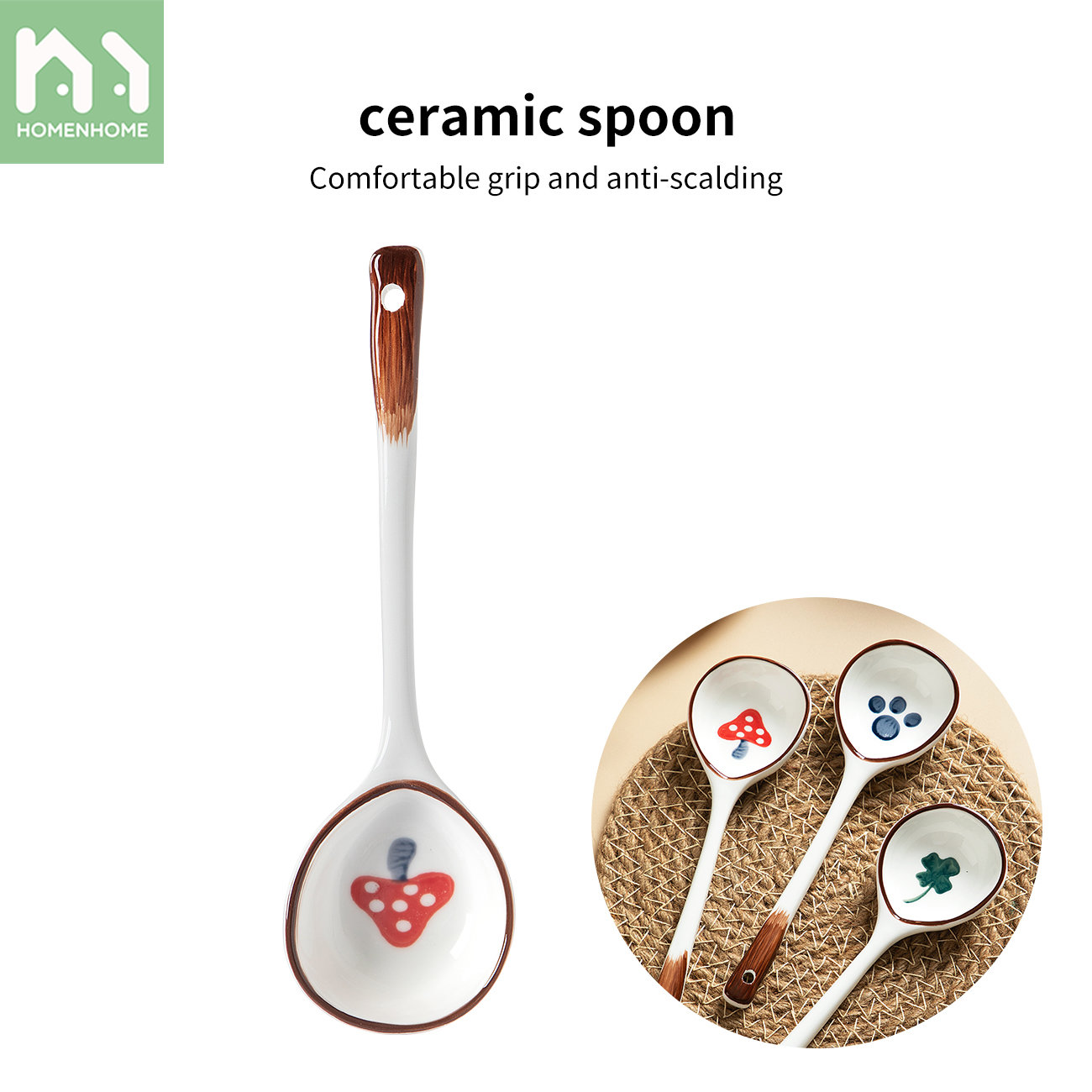 Homenhome Thìa Gốm Thìa Nhỏ Đựng Súp Có Hình Dáng Cao Cấp Nhật Bản Gia Dụng