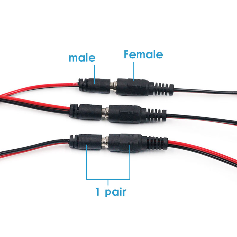 20pcs 5A DC 5.5*2.1 dây nguồn 5pcs DC dây nguồn DC đầu cắm đực 5.5*2.1mm nam và cổng kết nối cái