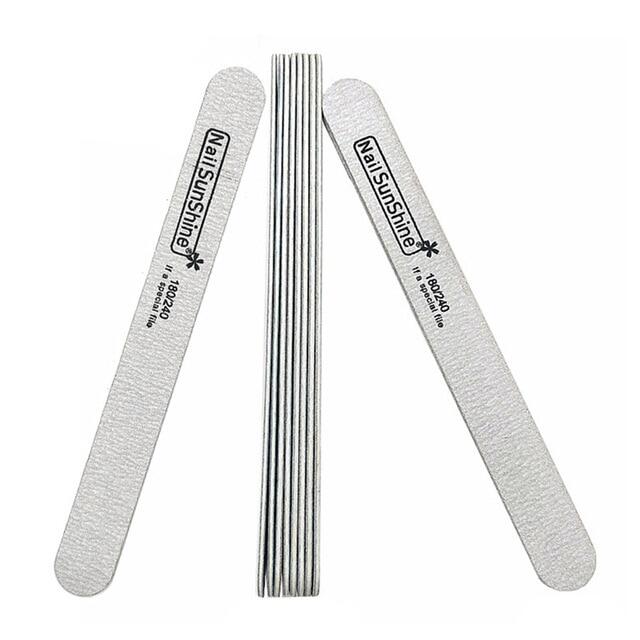 10 pcs strong thick wood nail files 180/240 120/180 240/320 100/150 lima buffer manicure nail sunshine wooden sanding nails file