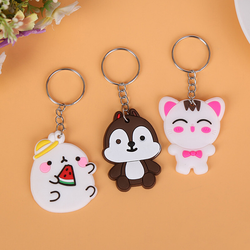 Cartoon Keychains, Cute Soft PVC Portable Hanging Pendant Keyring for Backpack Key Gift