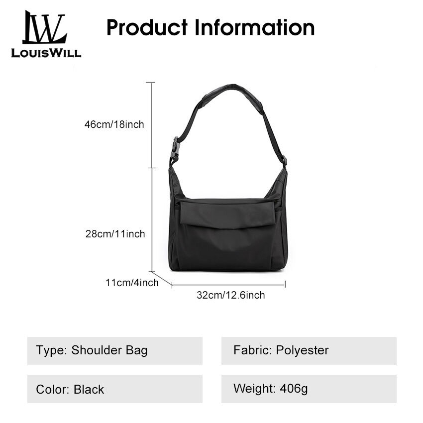 LouisWill Men Crossbody Bags Unisex Shoulder Bag Water Repellent Messengers Bag School Bag