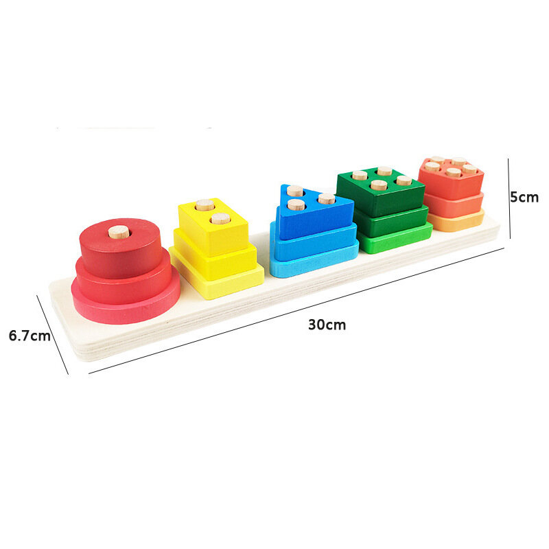 Montessori Toys for 1 to 3-Year-Old Boys Girls Toddlers, Wooden Sorting & Stacking Toys for Toddlers and Kids Preschool, Educational Toys, Color Recognition Stacker Shape Sorter, Learning Puzzles Gift