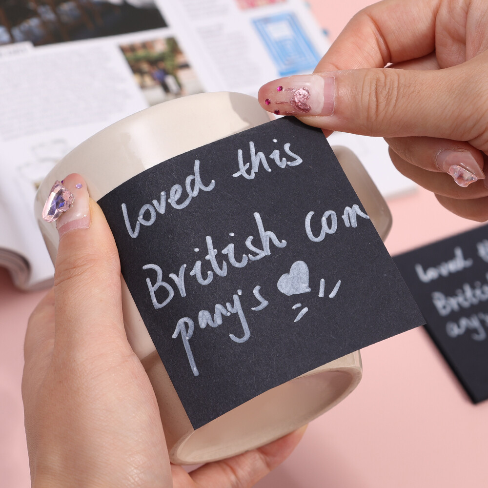 50Sheets Black Sticky Notes Simple Student Message Sticky Note Paper Office Memo Message Note Sticky