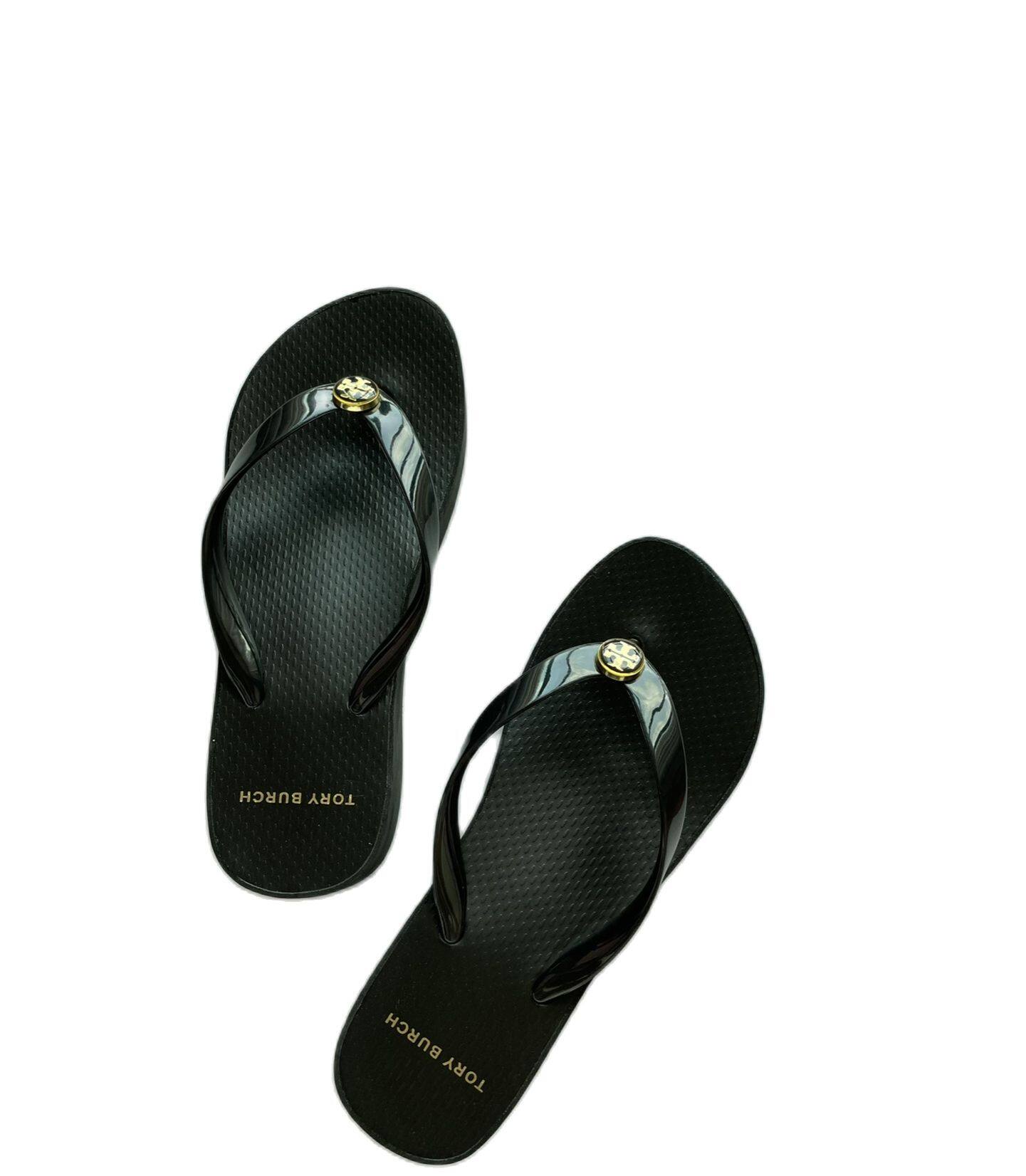 [Tory burch HongKong] Tory Burch Classic Summer  Women's Wedge Flip Flops Shallow Beach Vacation Essential