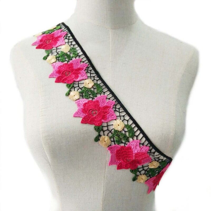 Craft Hoa Hồng Thủ Công Phong Cách Dân Tộc Váy Thêu Phụ Kiện May Mặc Polyester Ren Ren Trang Phục May Lacework