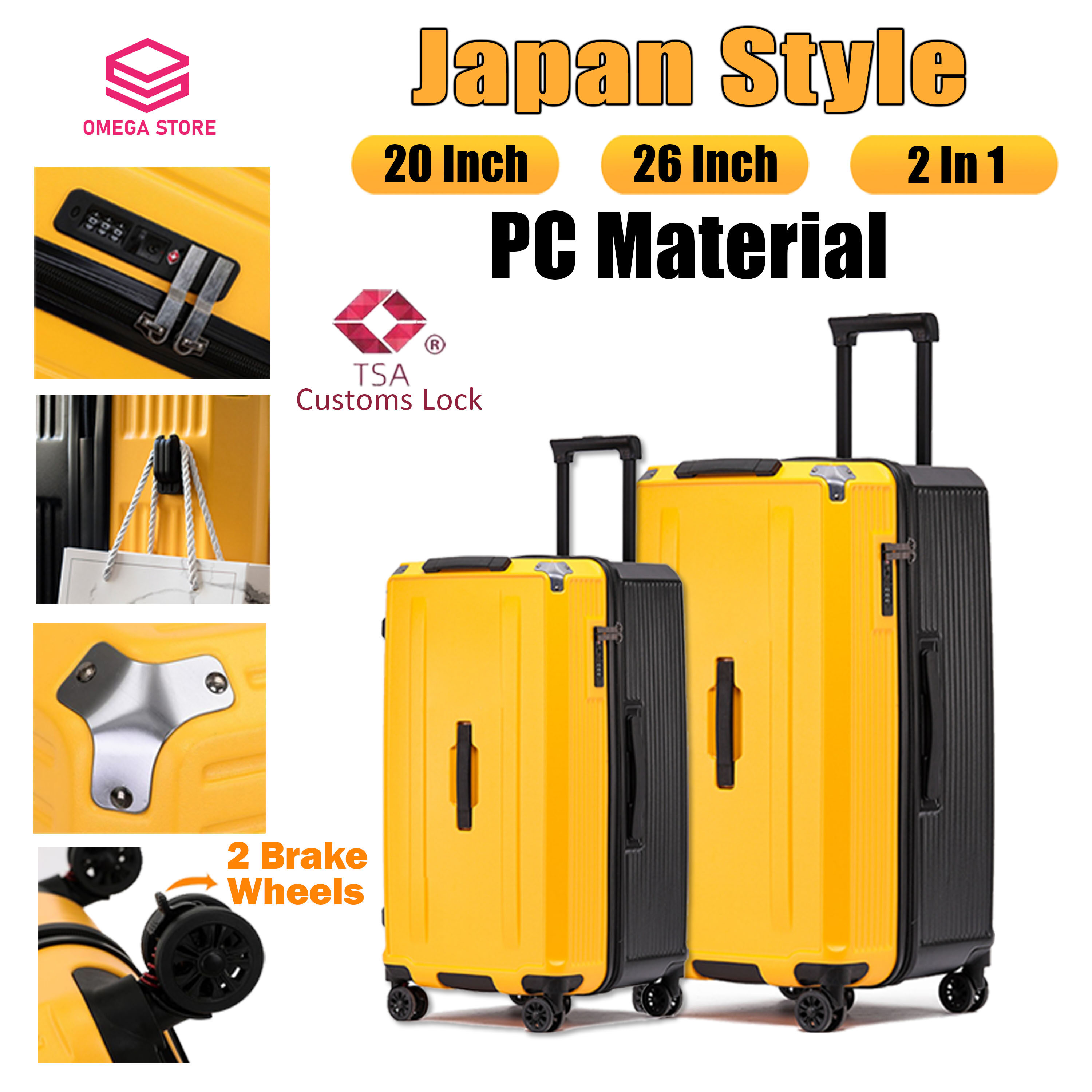 Pure PC Material Hard Case Suitcase Luggage Travel Bag TSA lock
