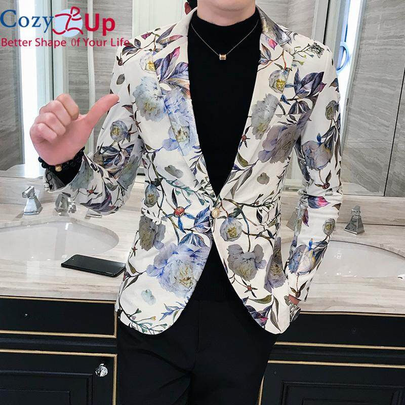 Cozy Up Men Single Button Suit Floral Trim for Business and Leisure