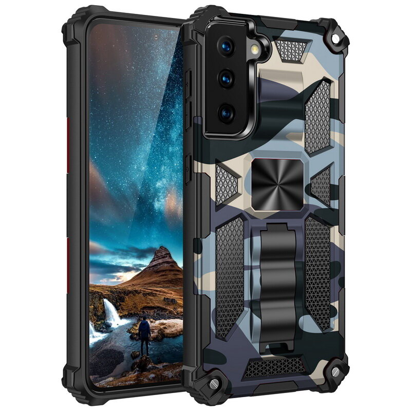 Archor for samsung galaxy note 20 ultra s21 s20 fe m51 a51 a71 camouflage hybrid phone case stand hard case cover