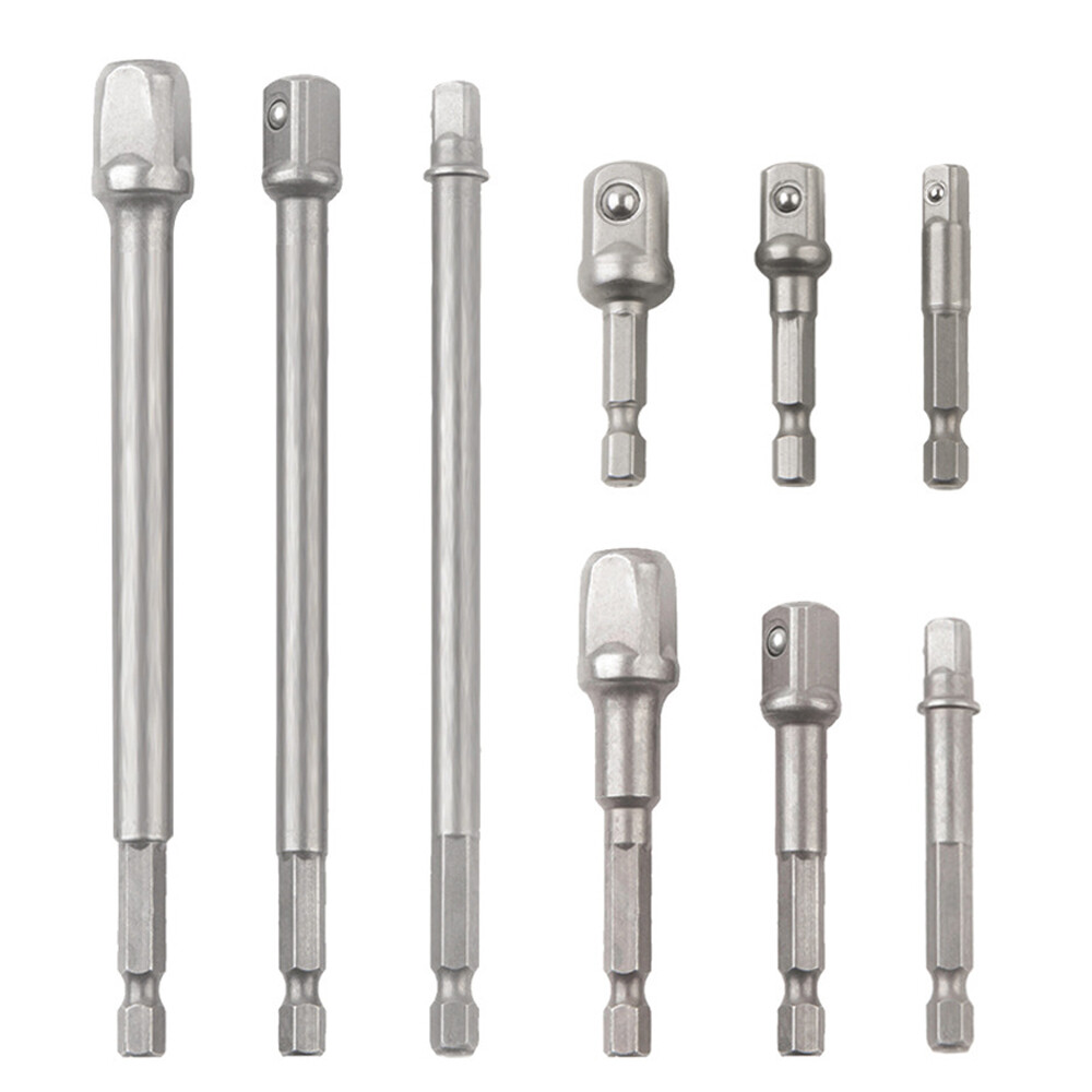3PC 1/4" 3/8" 1/2" Hex Power Drill Bit Driver Socket Bits Set Adapter Wrench Sleeve Extension Bar for Electric Screwdriver Bits