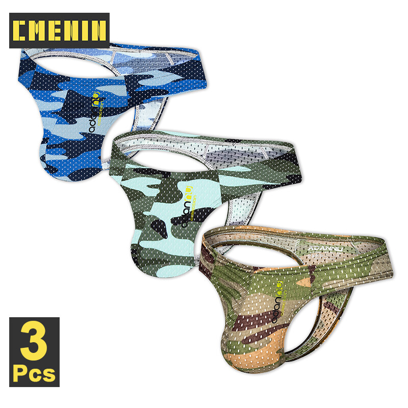 CMENIN ADANNU 3Pcs Mesh Plain Low waist Men Underwear Thongs Men High Quality Jockstrap Mens Thongs G strings string AD311