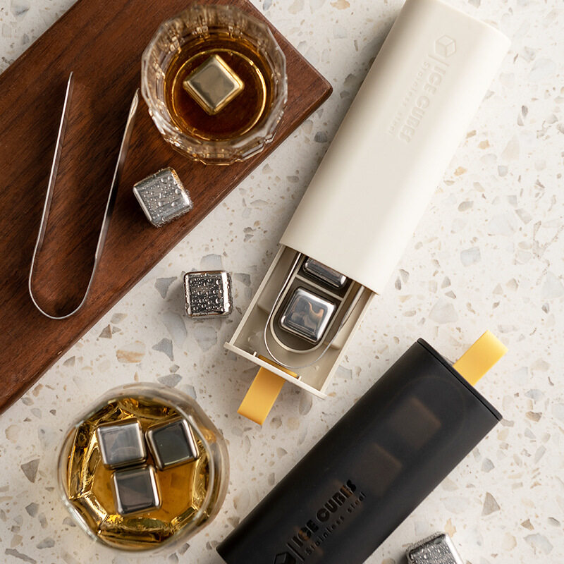 YOHOLOO 304 Stainless Steel Ice Cube Box Reusable Chilling Stones For