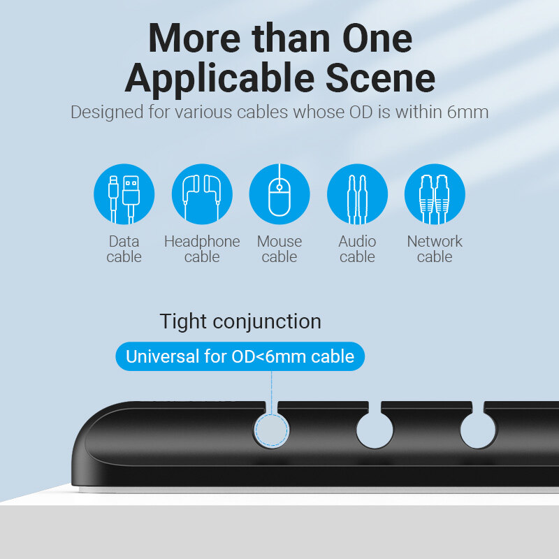 Vention Multifunction Cable Manager Cable Organizer  Silicone USB Network Cable Winder Thread management device For Date Headphone Mouse Audio Ethernet Cable Multifunction Cable Manager Cable Organizer