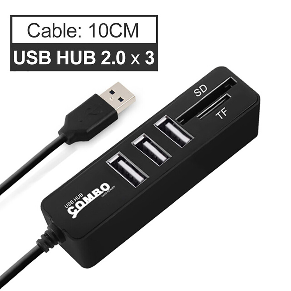 JTKE 3 Ports USB Hubs Combo Multi USB 2.0 Splitter Hub Micro Card Reader SD/TF 480mbps High Speed for PC Computer
