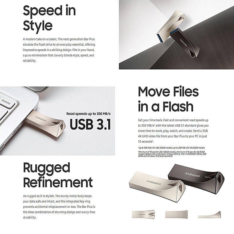 ♥Ready Stock+COD+100% original authentic SAMSUNG USB Flash Drive Disk 1TB USB 3.1 3.0 Metal Mini Pendrive Memory Stick U Disk