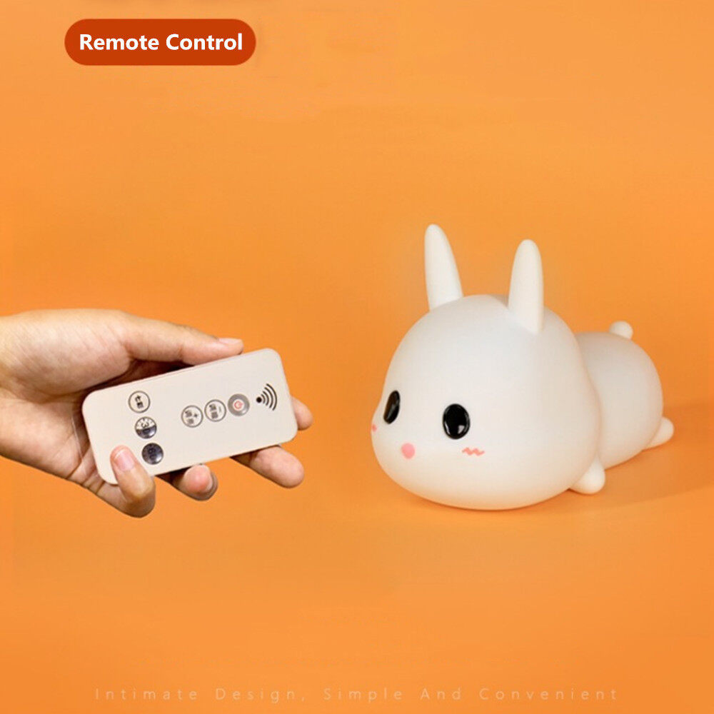 New product touch sensor rabbit LED small night light remote control color dimmable timer USB rechargeable silicone rabbit lamp children baby gift