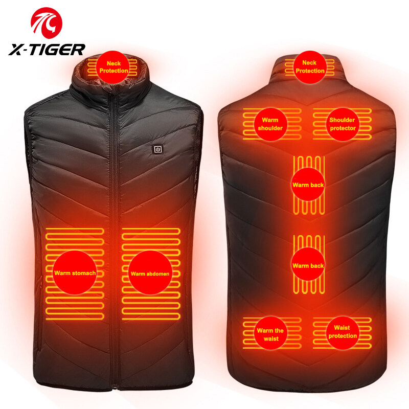 X-TIGER Nóng Vest Mùa Đông Thông Minh 2/9 Nơi giữ ấm Nóng Áo Khoác Nam Nữ USB Nóng Áo Khoác Sưởi Ấm Vest Nhiệt Quần Áo