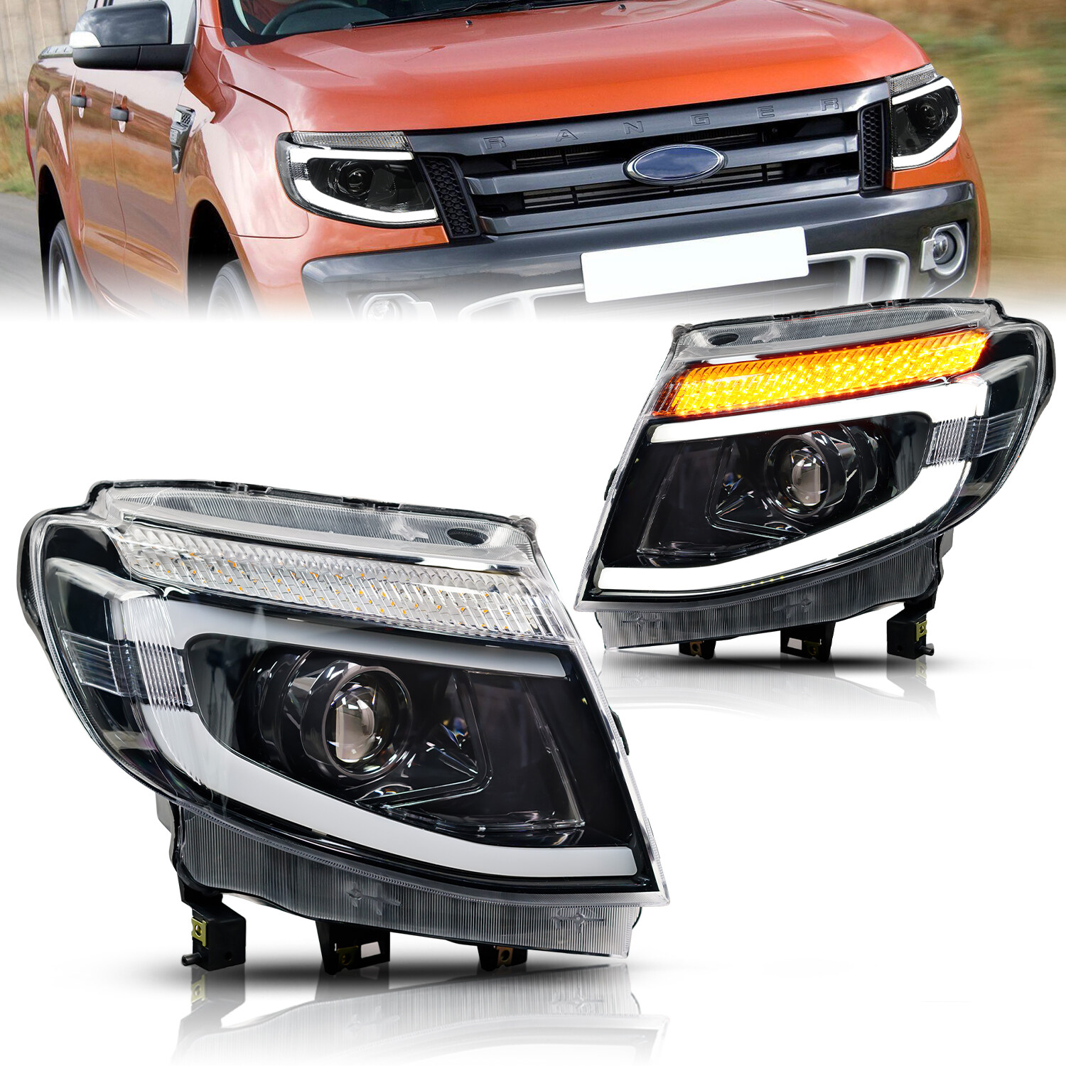 Vland Carlamp Matrix Projector Headlight Assembly For Ford Ranger 2015 