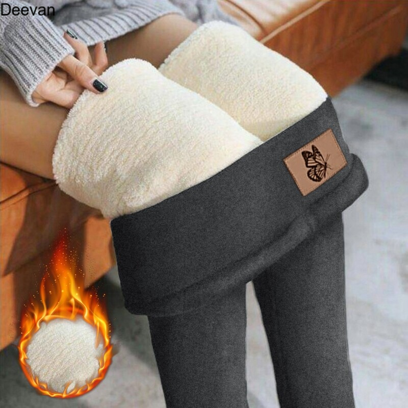 Deevan quần legging nữ mùa đông quần giữ ấm giữ nhiệt lót lông cạp cao quần legging bó sát quần legging giữ ấm dày dặn
