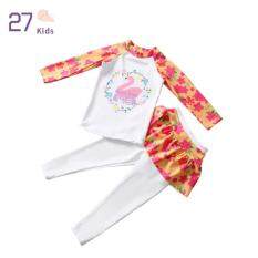 27Kids Bé Gái Hồi Giáo Đồ Bơi Trẻ Em Phim Hoạt Hình Nhanh Khô Dài Tay Áo Top + Quần Set Trẻ Em Quần Áo