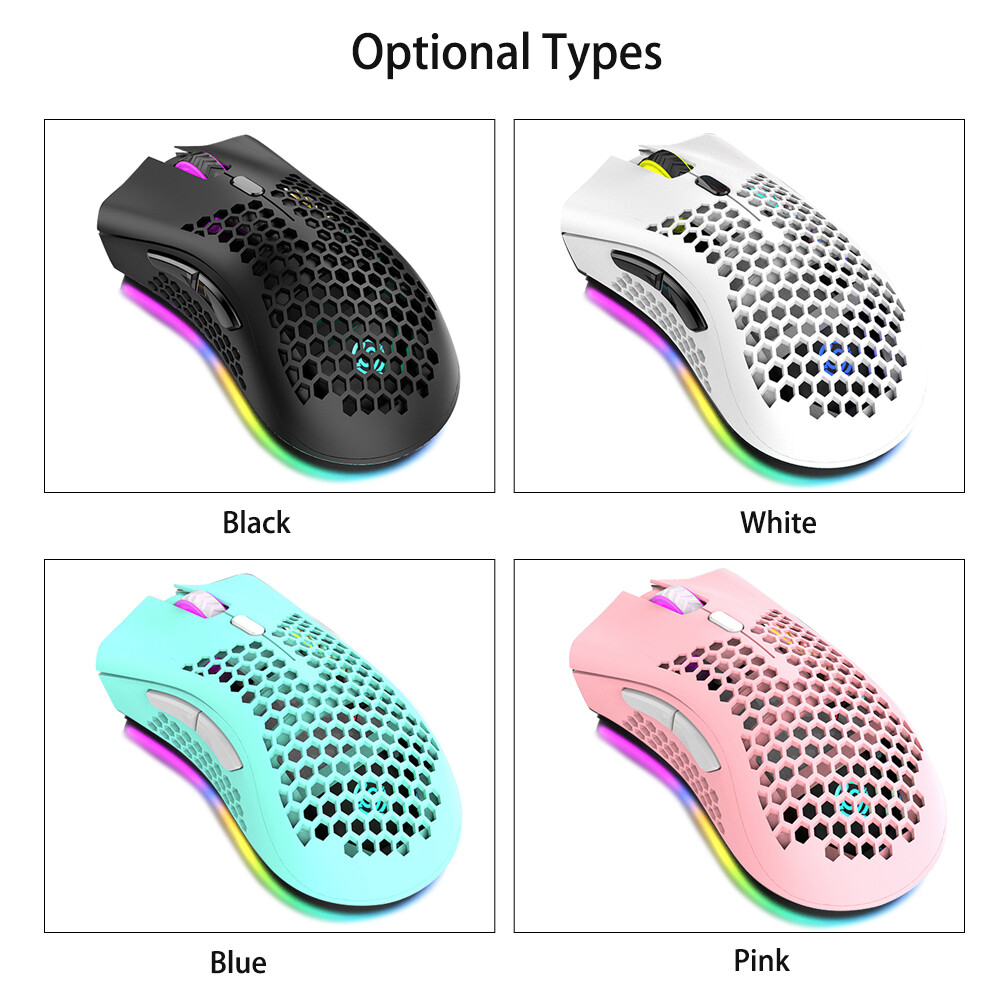 Chuột Không Dây Có Đầu Thu USB Chuột Quang RGB Chiếu Sáng Công Thái Học DPI 3 Cấp Với Bánh Xe Cuộn 2 Nút Bấm Tích Hợp 400MAh Công Suất Cao Pin Sạc Được Cho Máy Tính Xách Tay Máy Tính E-thể Thao Di Động
