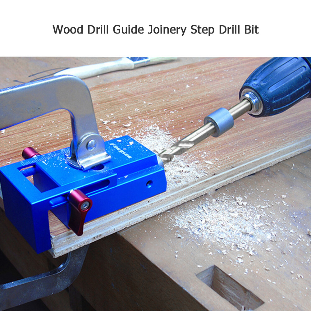 【ANENG】Woodworking Oblique Hole Jig Kit Wood Drill Guide Joinery Step Drill Bit