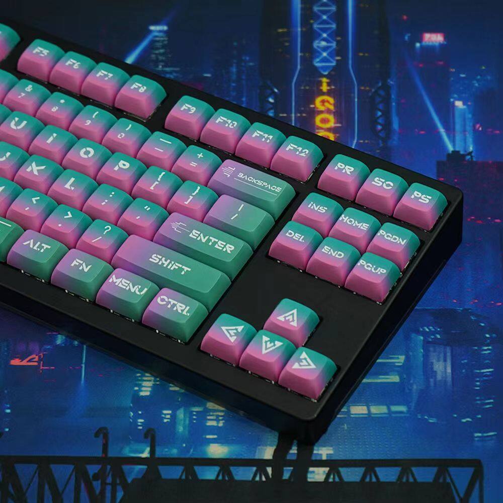 【Keycap Only】Neon gradient Keycap Cyberpunk 124 Keys XDA Profile PBT Sublimation For Cherry MX Switch Mechanical Keyboard RK61/Anne Pro 2/GK61