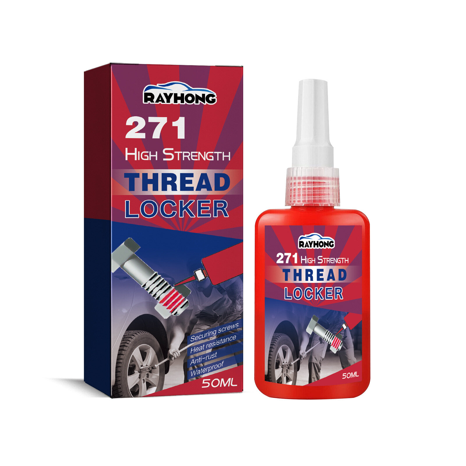 Rayhong 50ml Screw Lock Threadlocker Adhesive Sealer Sealing Glue Thread Sealants 243 Liquid Glue Blue Adhesive Removable Sealant Thread Super Glue For Metal Surfaces And Screw Reinforcing Agent