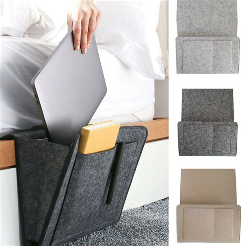 Felt Bedside Storage Organizer Anti-Slip Bedside Bag Bed Sofa Side Pouch Hanging Couch Storage Bed Holder Pockets For Sofa