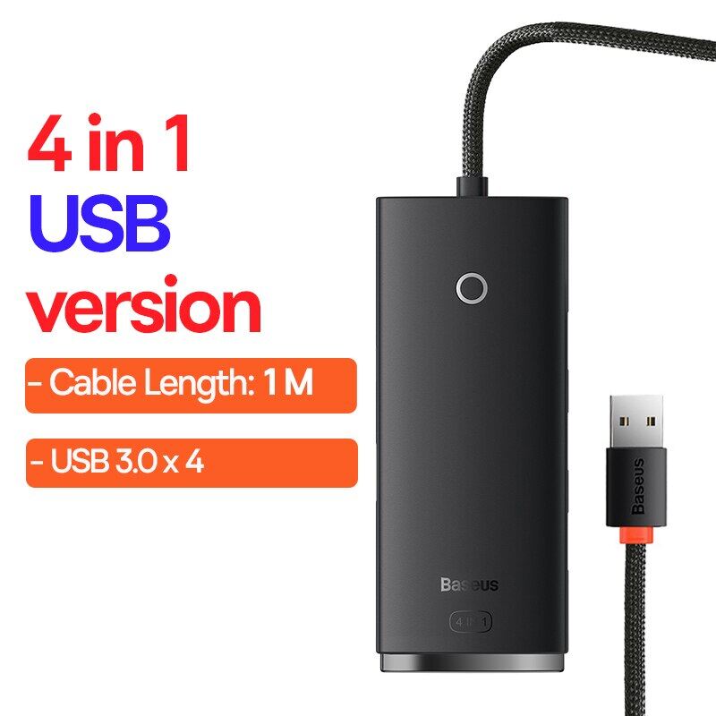 BASEUS USB C HUB 4 in 1 USB to Type C USB 3.0 Converter Adapter for MacBook Pro Air Huawei Mate 30 Multi USB 2.0 Splitter