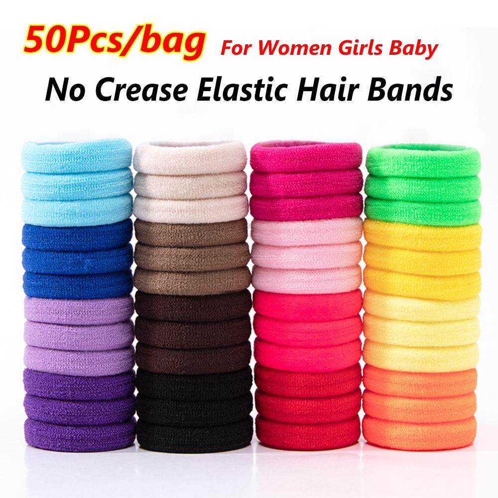50pcs No Damage Hair Ropes Elastic Rubber Hair Bands For Women